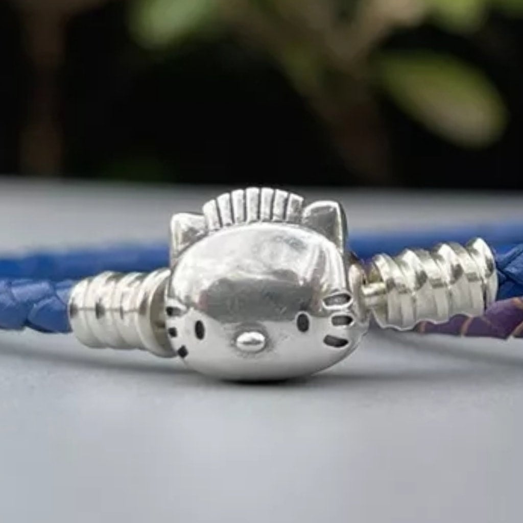 Sanrio Kuromi Kawaii Hello Kitty Charm Solid 925 Silver Bracelet